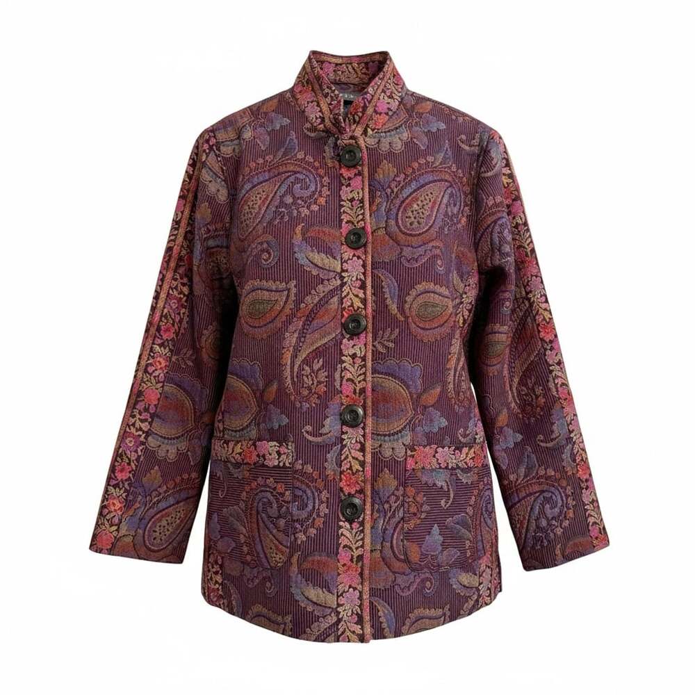 Vintage Koret Magenta Floral Paisley Tapestry Blazer Jacket PS Cottagecore